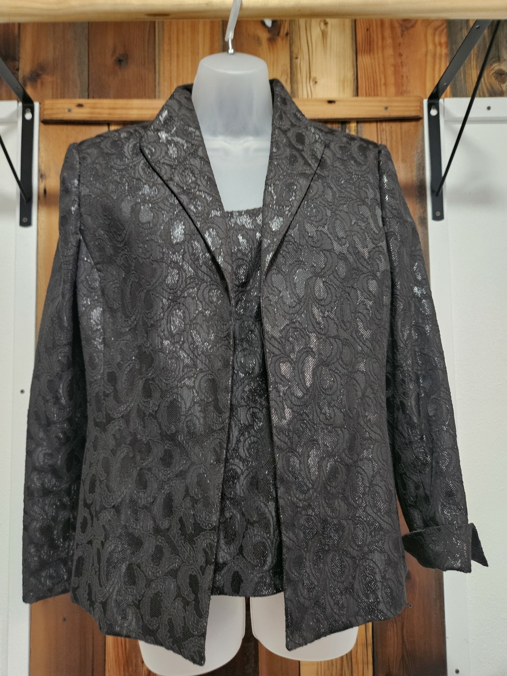 Kasper Black Lace-Effect Blazer with Matching Shell